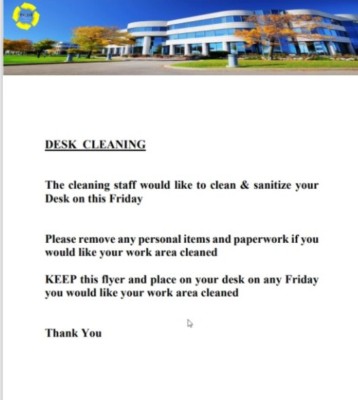 Desk disinfecting flyer janitorial proposal