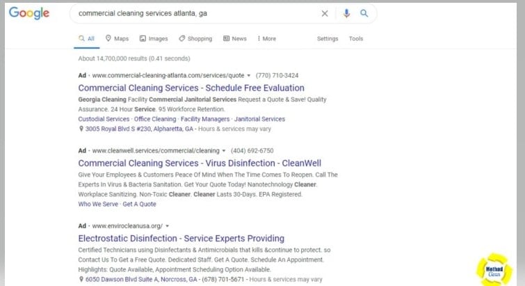 sample adwords janitorial service