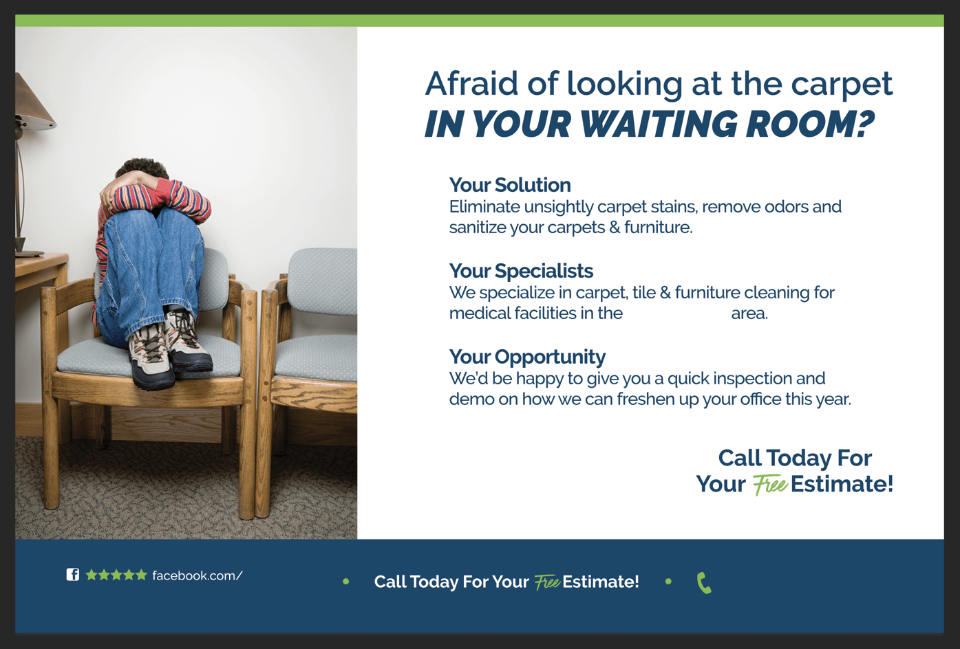 Doctor waiting room carpet cleaned professionally