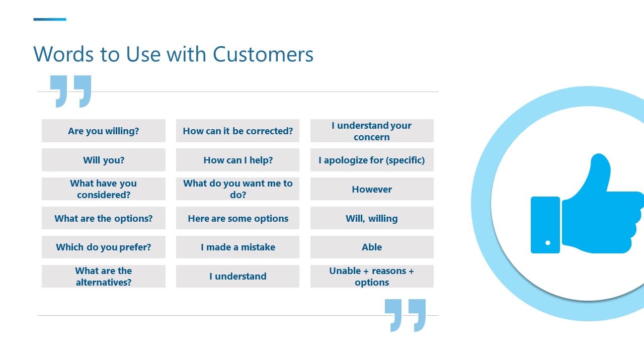 Chart of positive communication words to use in Facebook ad scripts for cleaning services