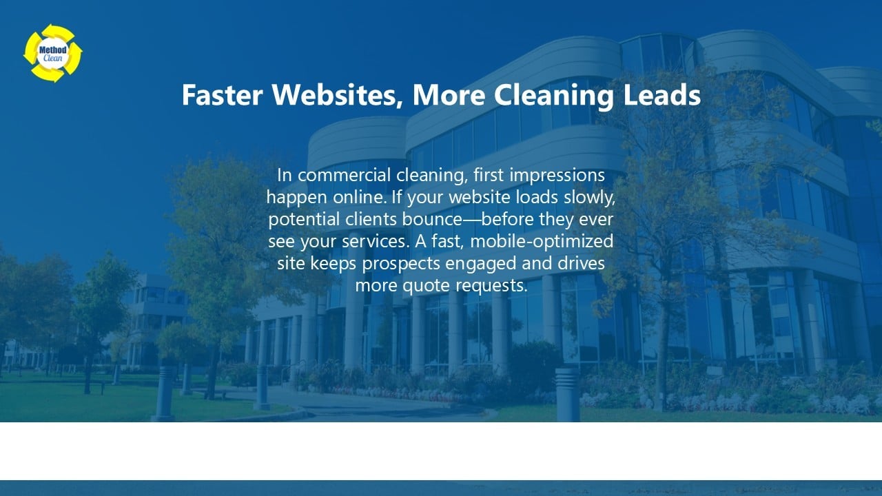 Slide showing how faster websites help cleaning businesses win more leads