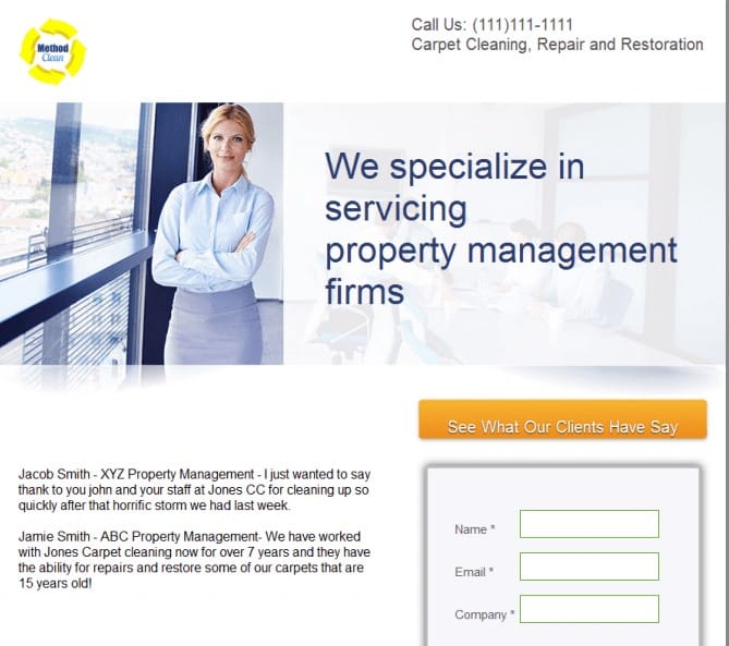 Referral landing page example for real estate agents