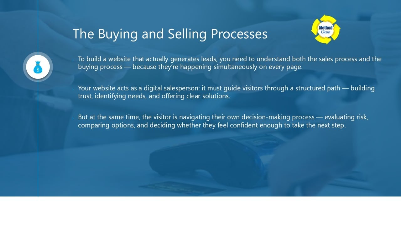 Visual of the website sales and customer buying process for cleaning businesses