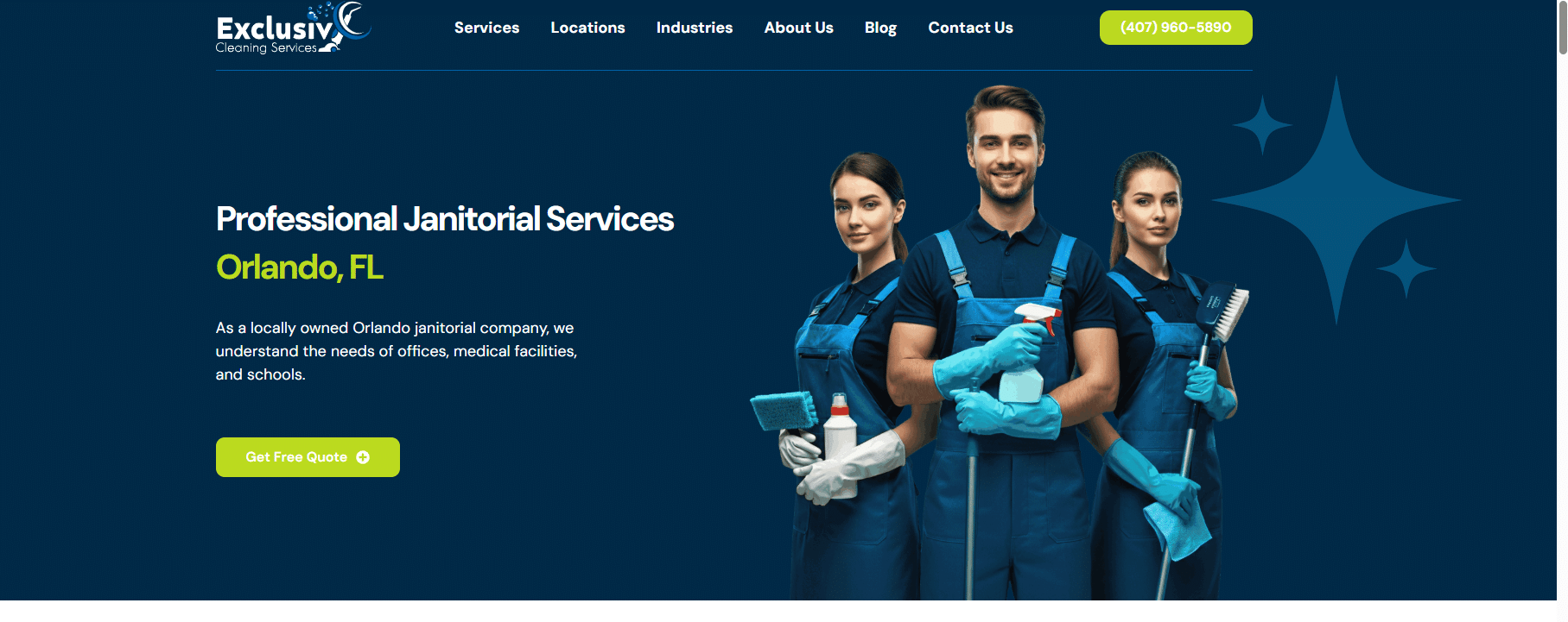 Expert cleaning business website design example with professional layout and SEO-focused structure