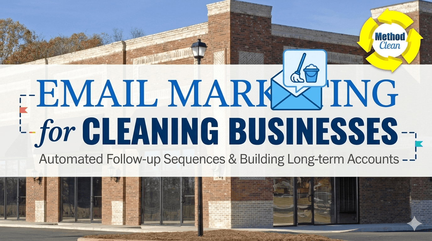 Email marketing for cleaning businesses showing automated follow-up sequences, cold outreach, and client retention strategies